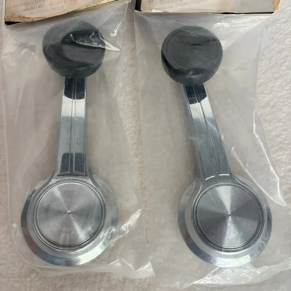 Pair of Black Knob Silver Handle Window Cranks for 1967 GM, Classic Headquarters